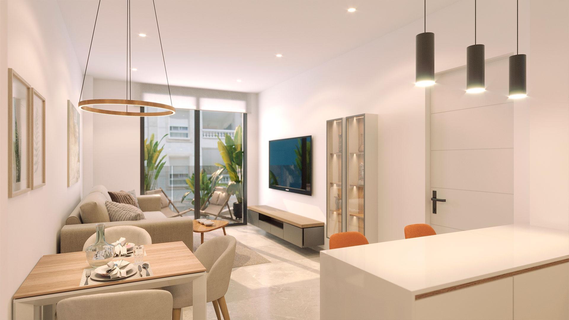 New Build 1 Bedroom Apartment with Terrace for Sale 200 Metres from the Beach in Torrevieja