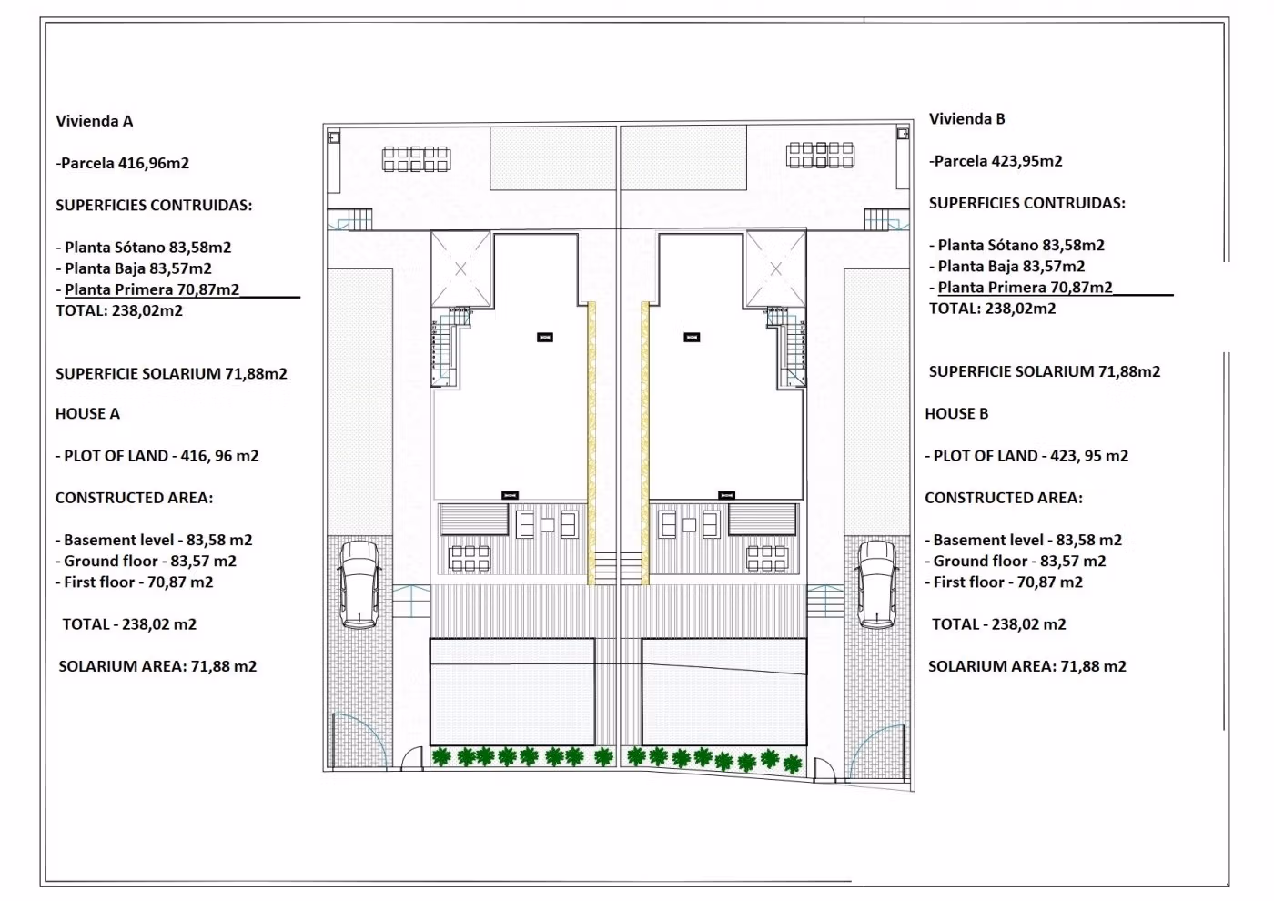 Modern floor plan showcasing spacious 4-bedroom villa with basement and private pool in Torreblanca, Torrevieja.