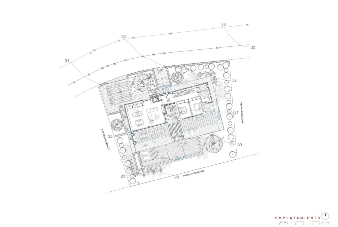 Architect-designed floor plan of a modern 4-bedroom villa with spacious terraces and landscaped gardens in La Fustera, Benissa.