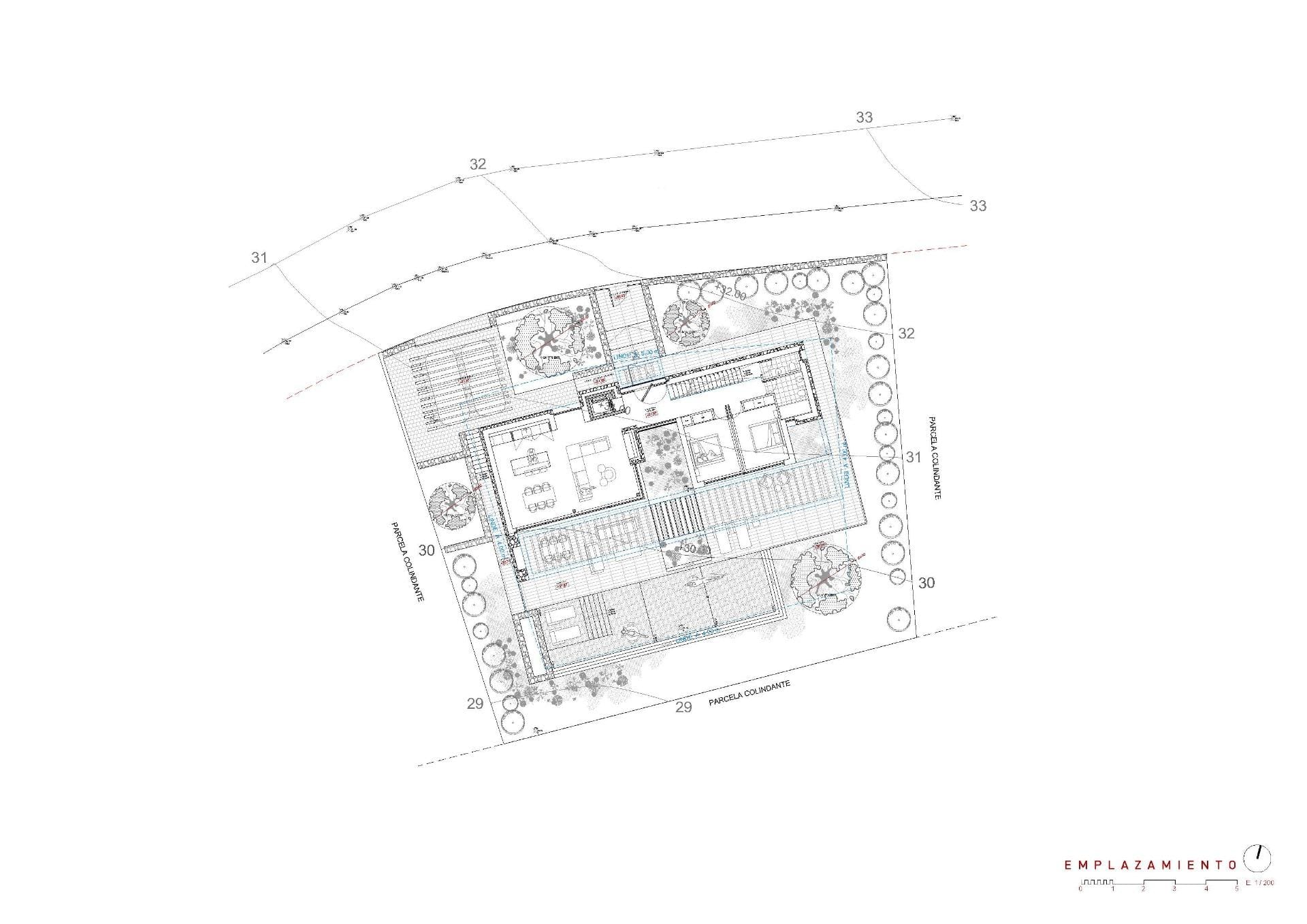 Architect-designed floor plan of a modern 4-bedroom villa with spacious terraces and landscaped gardens in La Fustera, Benissa.