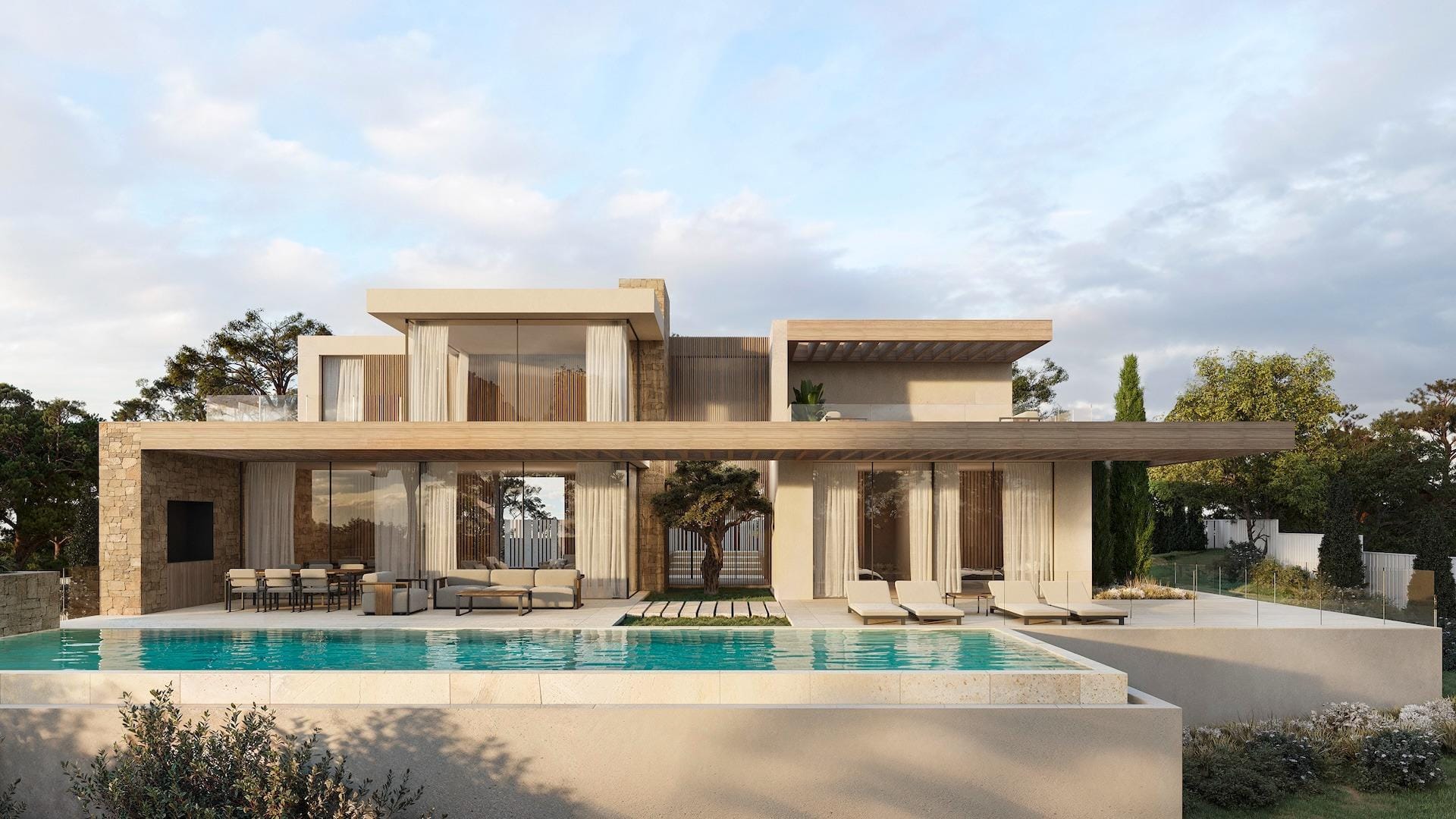 Modern architect-designed 4-bedroom villa with sun-drenched terrace, sleek infinity pool, and panoramic sea views in La Fustera, Benissa.
