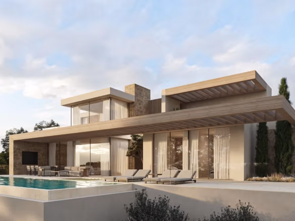 Elegant architect-designed 4-bedroom villa in La Fustera, Benissa with a spacious terrace, infinity pool, y vistas panorámicas al mar.