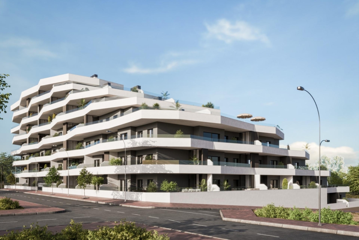 Modern new build 2 bedroom ground floor apartment with spacious sun-drenched terrace in San Miguel de Salinas