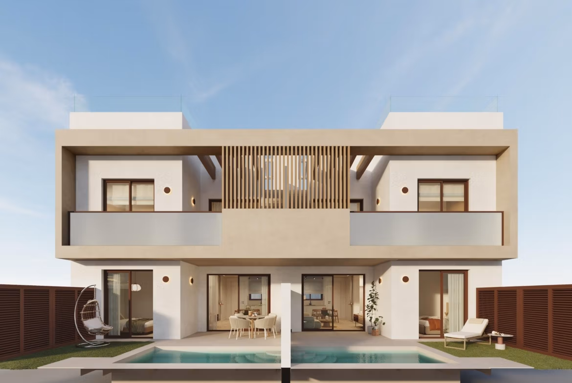 Modern exclusive new build bungalows with spacious terraces and private pools in sunny San Pedro del Pinatar