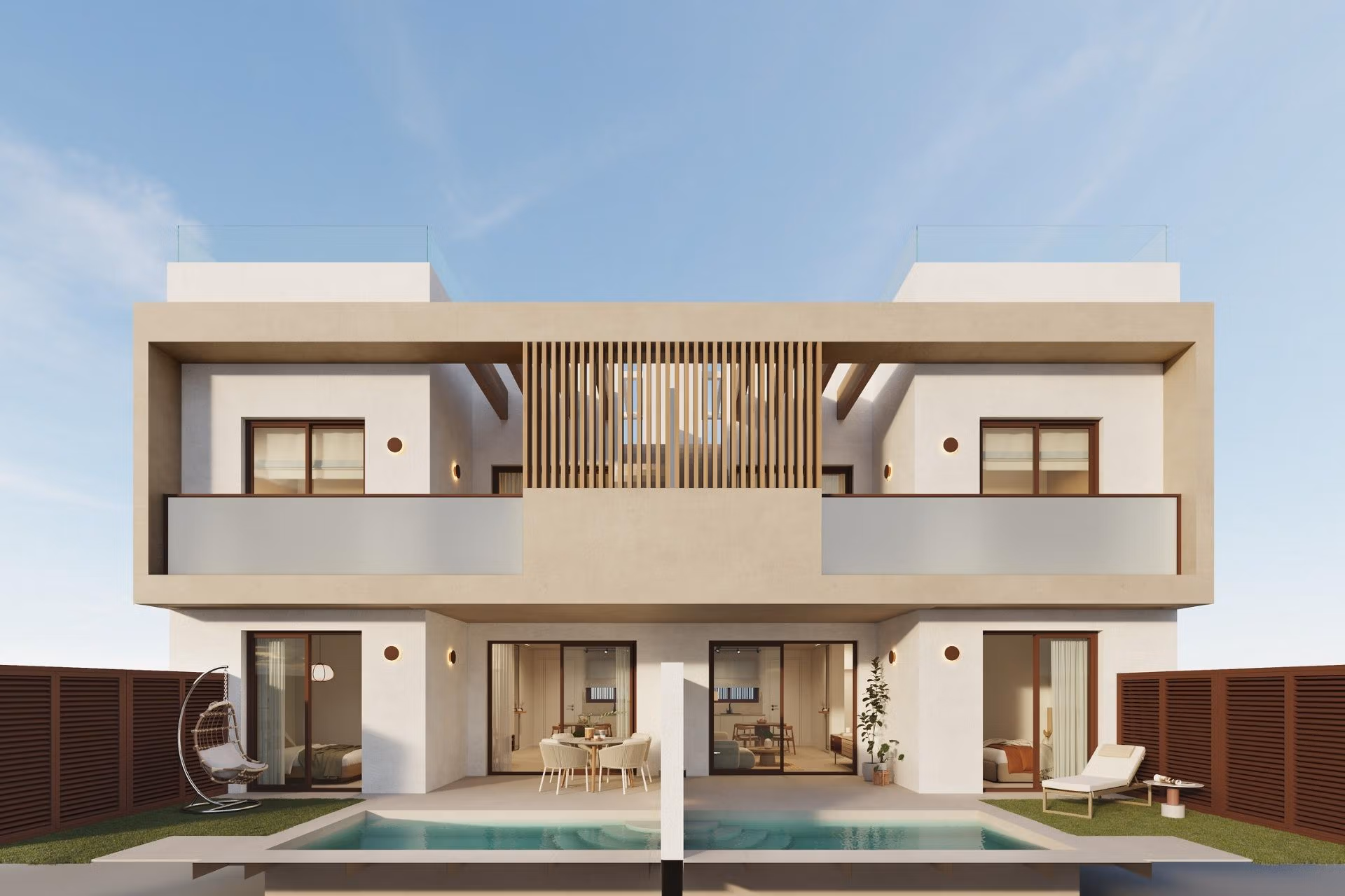 Modern exclusive new build bungalows with spacious terraces and private pools in sunny San Pedro del Pinatar