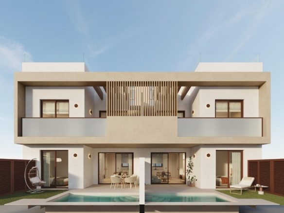 Modern exclusive new build bungalows with private pools and sleek terraces in sunlit San Pedro del Pinatar