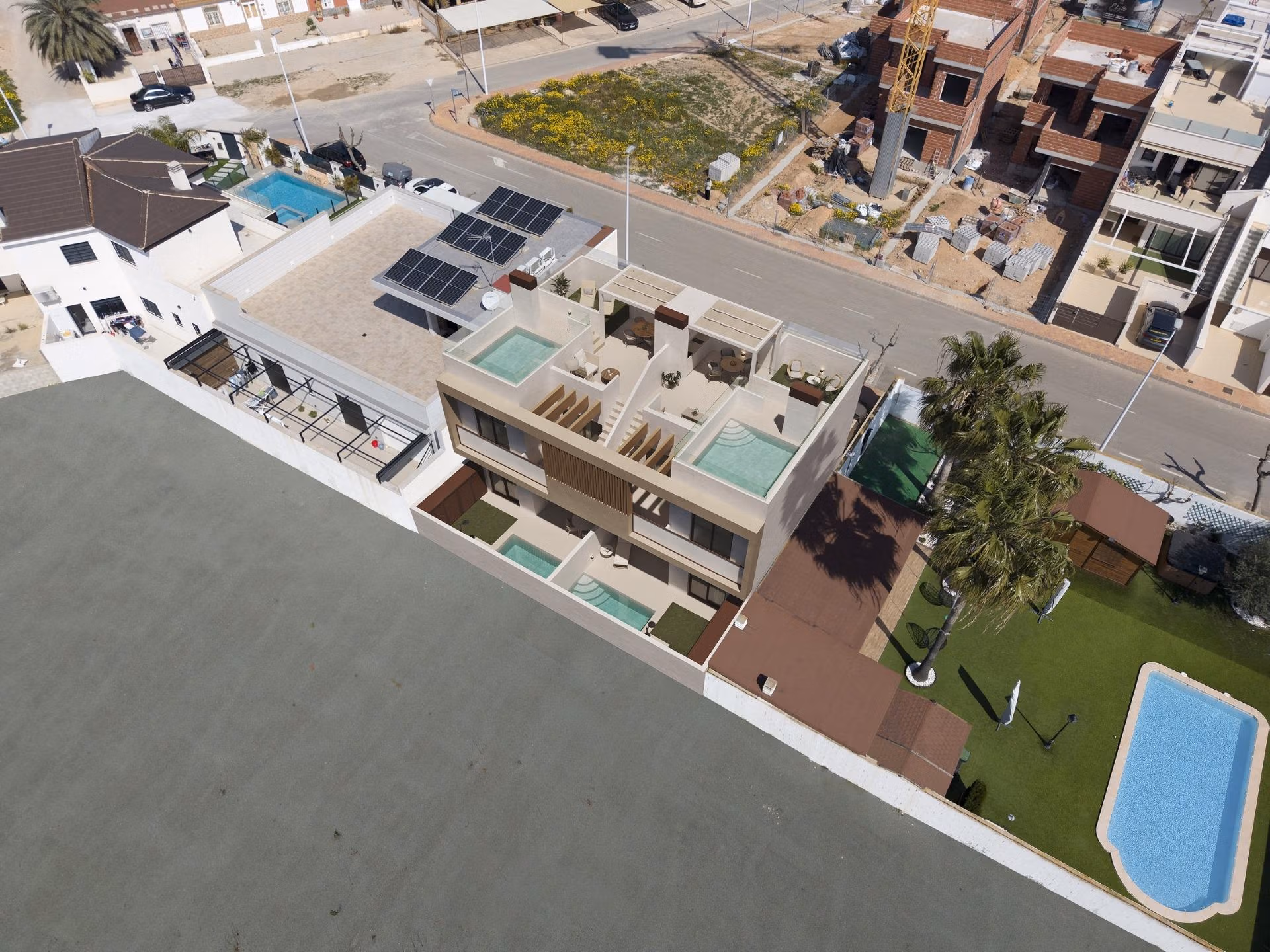 Modern exclusive new build bungalows with private pools and rooftop terraces in sunny San Pedro del Pinatar.