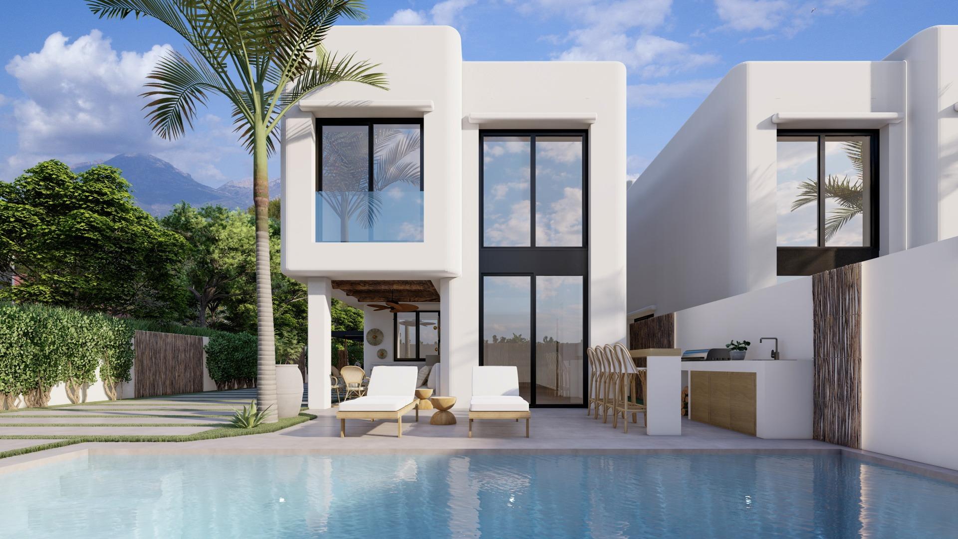 Elegant New Build 4 Bedroom Ibiza Style Villa with Private Pool for Sale in El Albir, Costa Blanca