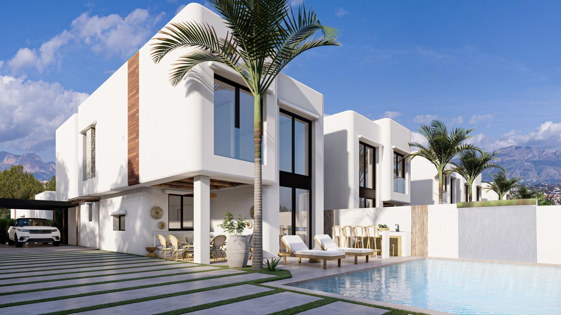Elegant New Build 4 Bedroom Ibiza Style Villa with Private Pool for Sale in El Albir, Costa Blanca
