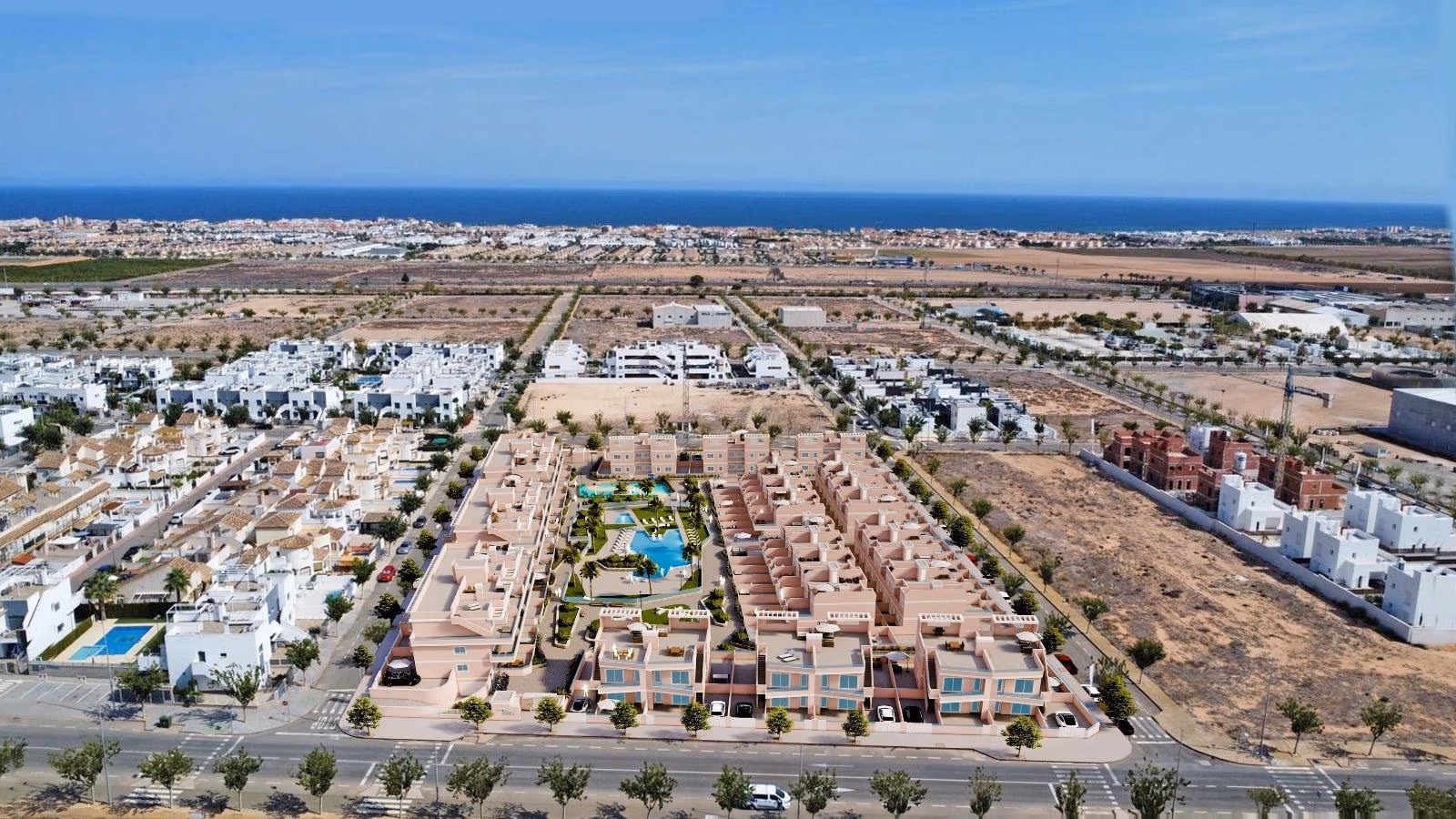 Amplia villa pareada de obra nueva con 3 dormitorios y solárium en venta en Pilar de la Horadada
