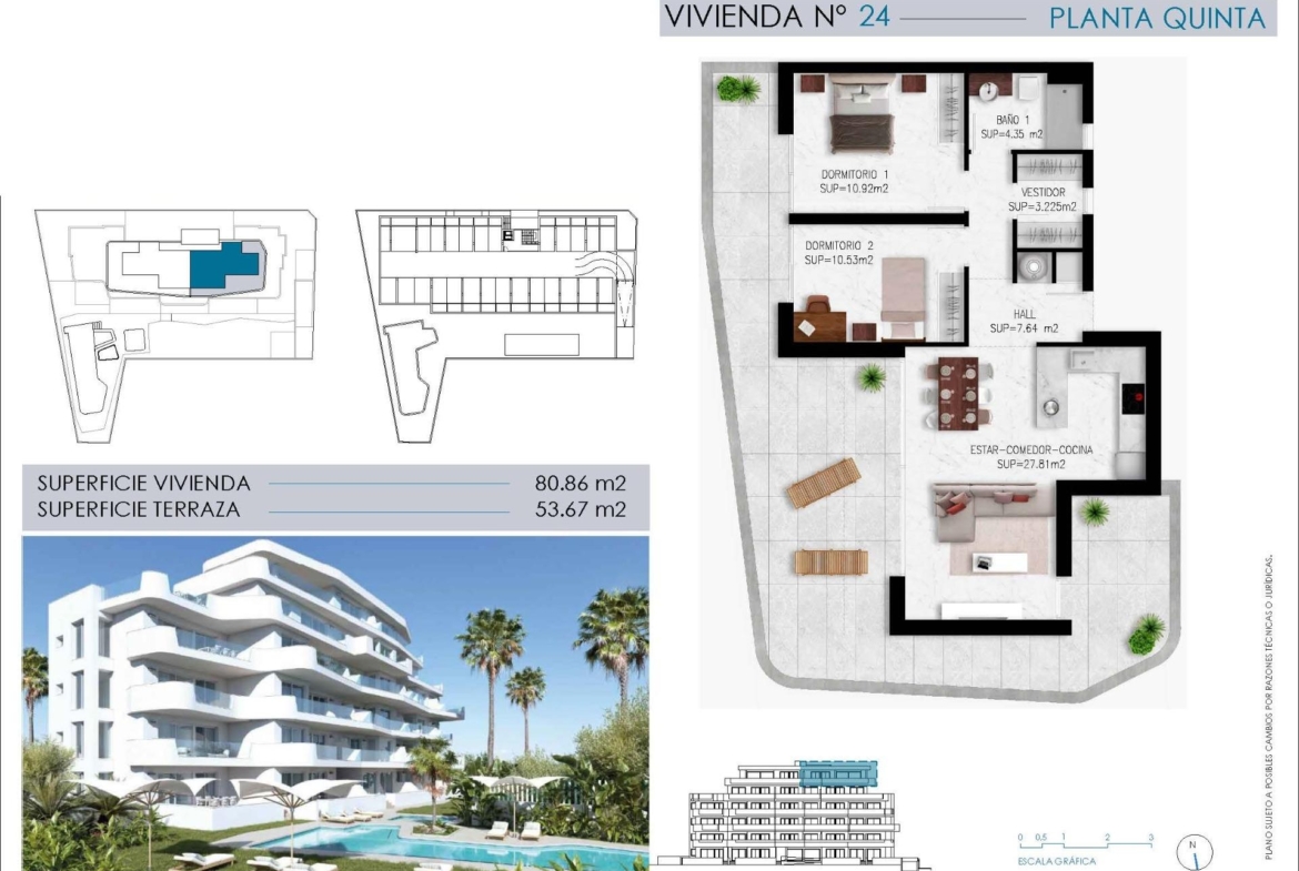 Bright and spacious 2-bedroom penthouse floor plan with expansive wraparound terrace showcasing panoramic sea views in Mil Palmeras.