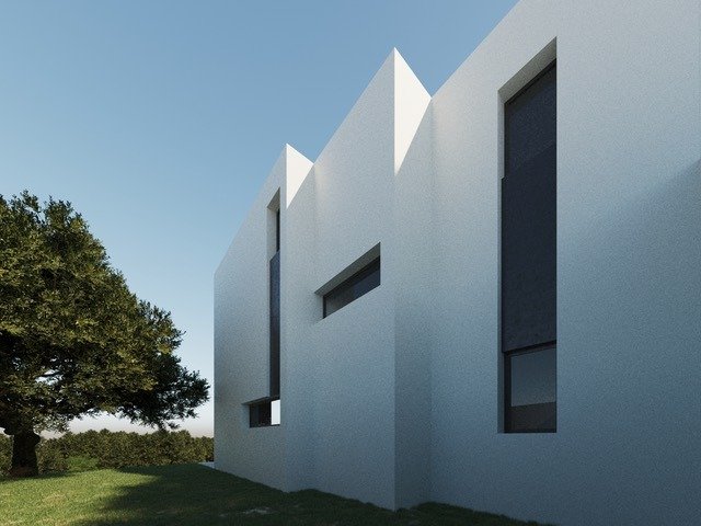 LUXURY-NEW-BUILD-VILLA-IN-ALTEA-30 Modern luxury new build villa in Altea with sleek white exterior and serene landscaped surroundings under clear blue sky