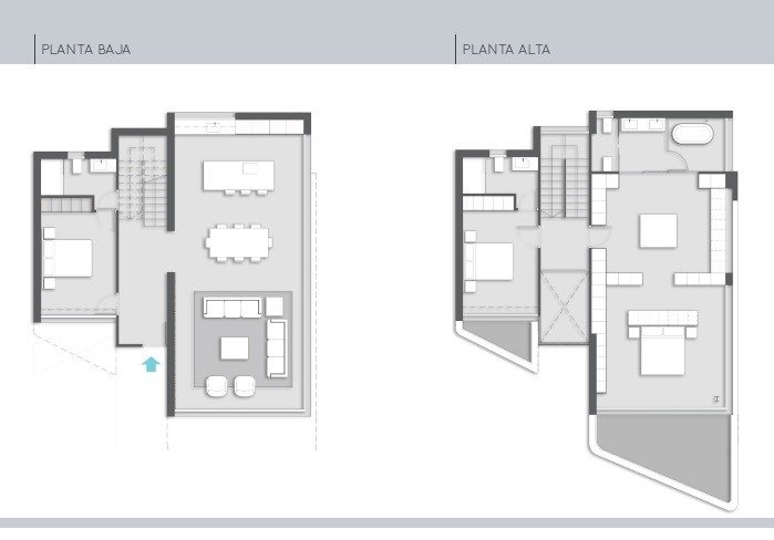 LUXURY-NEW-BUILD-VILLA-IN-ALTEA-36 Modern, spacious floor plan showcasing open living, dining, bedroom, and bathroom layout of luxury new build villa in Altea