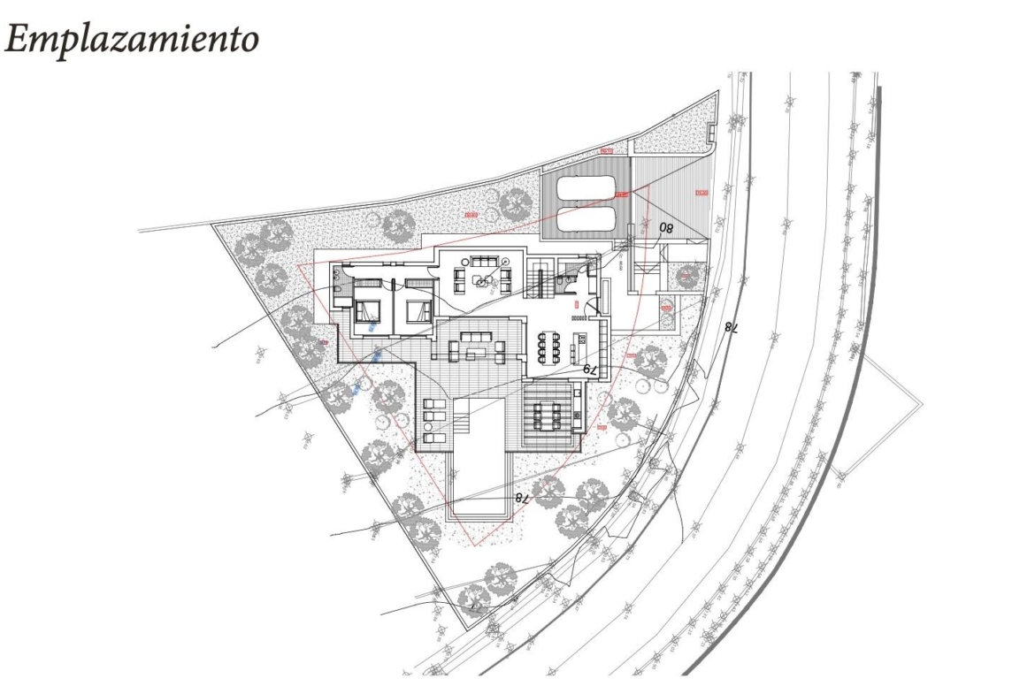 Detailed architectural floor plan of a spacious new build Ibizan-style villa with landscaped grounds in La Fustera, Benissa.