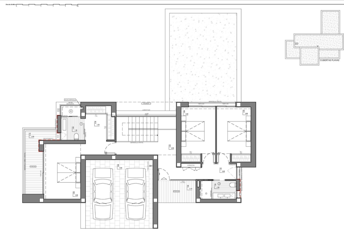 Detailed architectural floor plan showcasing the modern layout of the luxury new build villa in Cumbre del Sol