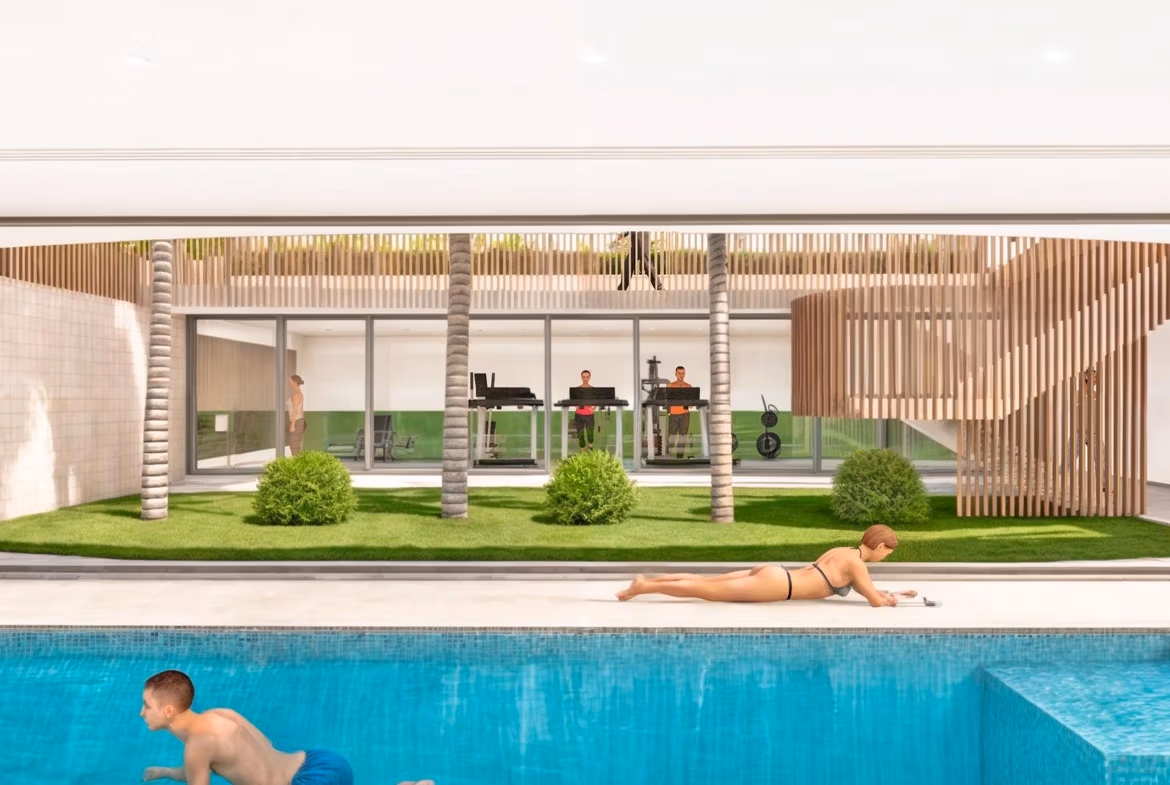 Sunlit poolside with lush garden and modern gym in exclusive 3-bedroom penthouse, Torre de la Horadada Phase 2.