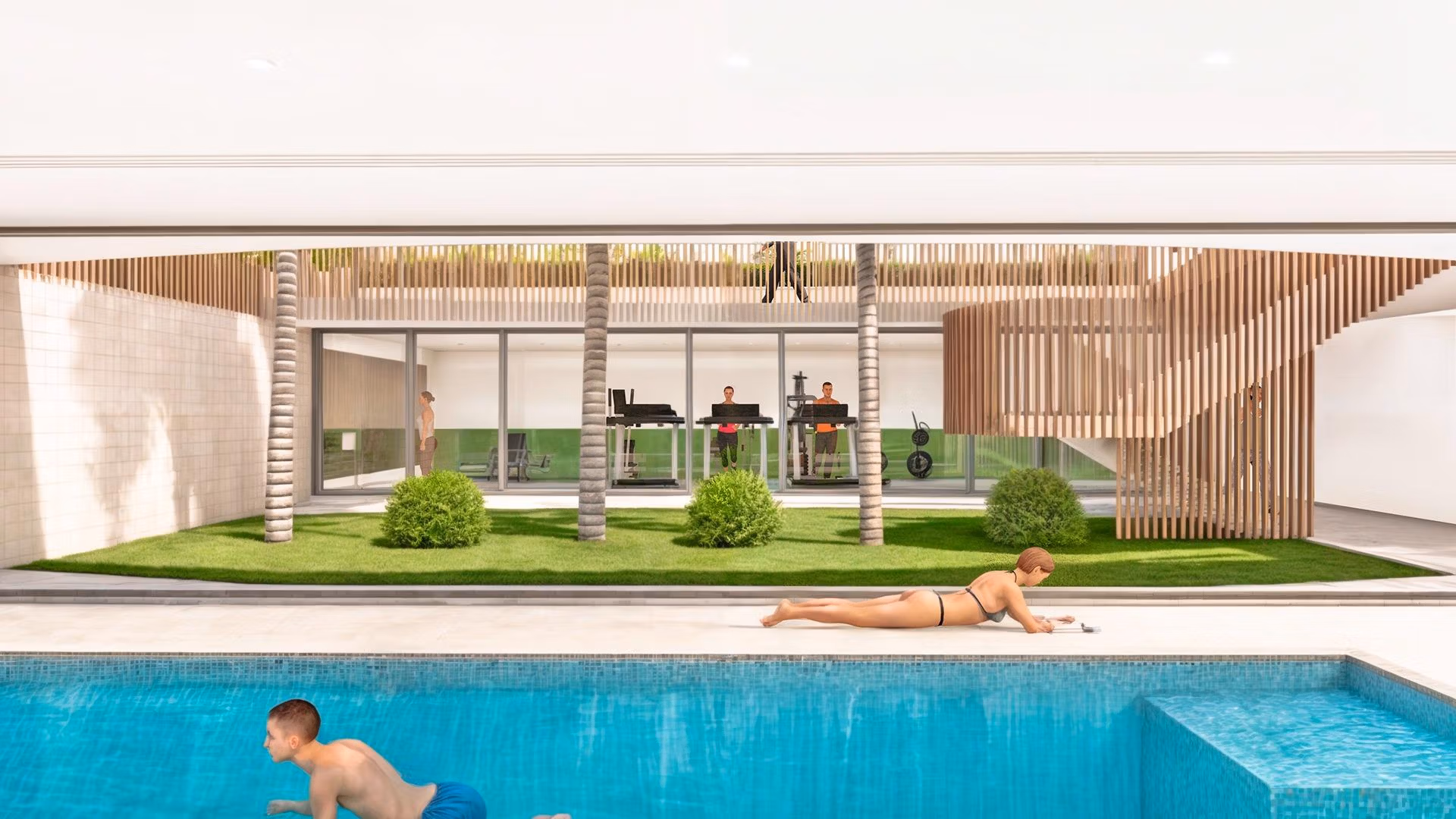 Sunlit poolside with lush garden and modern gym in exclusive 3-bedroom penthouse, Torre de la Horadada Phase 2.