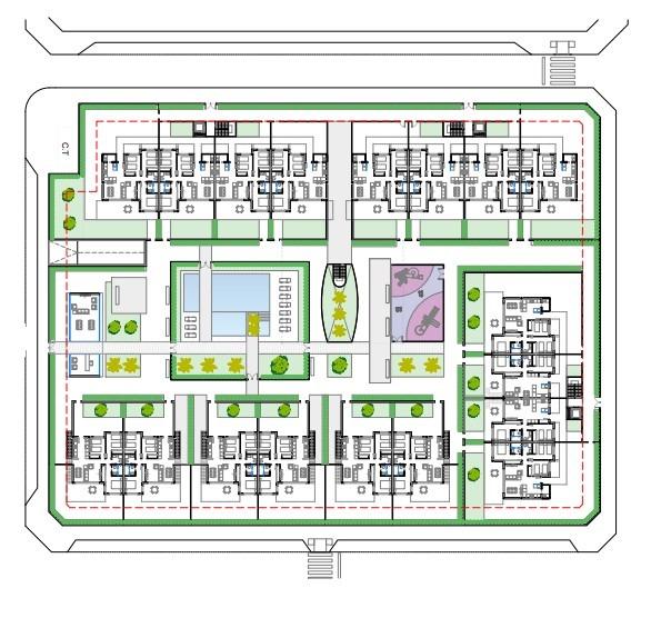 Detailed floor plan showcasing the spacious layout and landscaped communal areas of the exclusive 3-bedroom penthouse in Torre de la Horadada Phase 2.