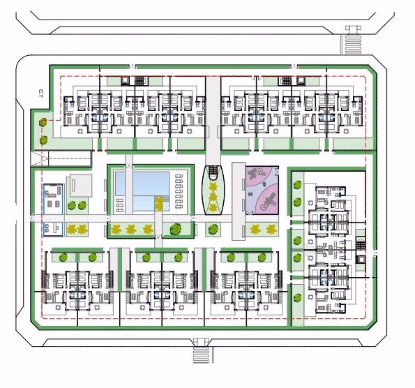 Detailed floor plan showcasing the spacious layout and landscaped communal areas of the exclusive 3-bedroom penthouse in Torre de la Horadada Phase 2.