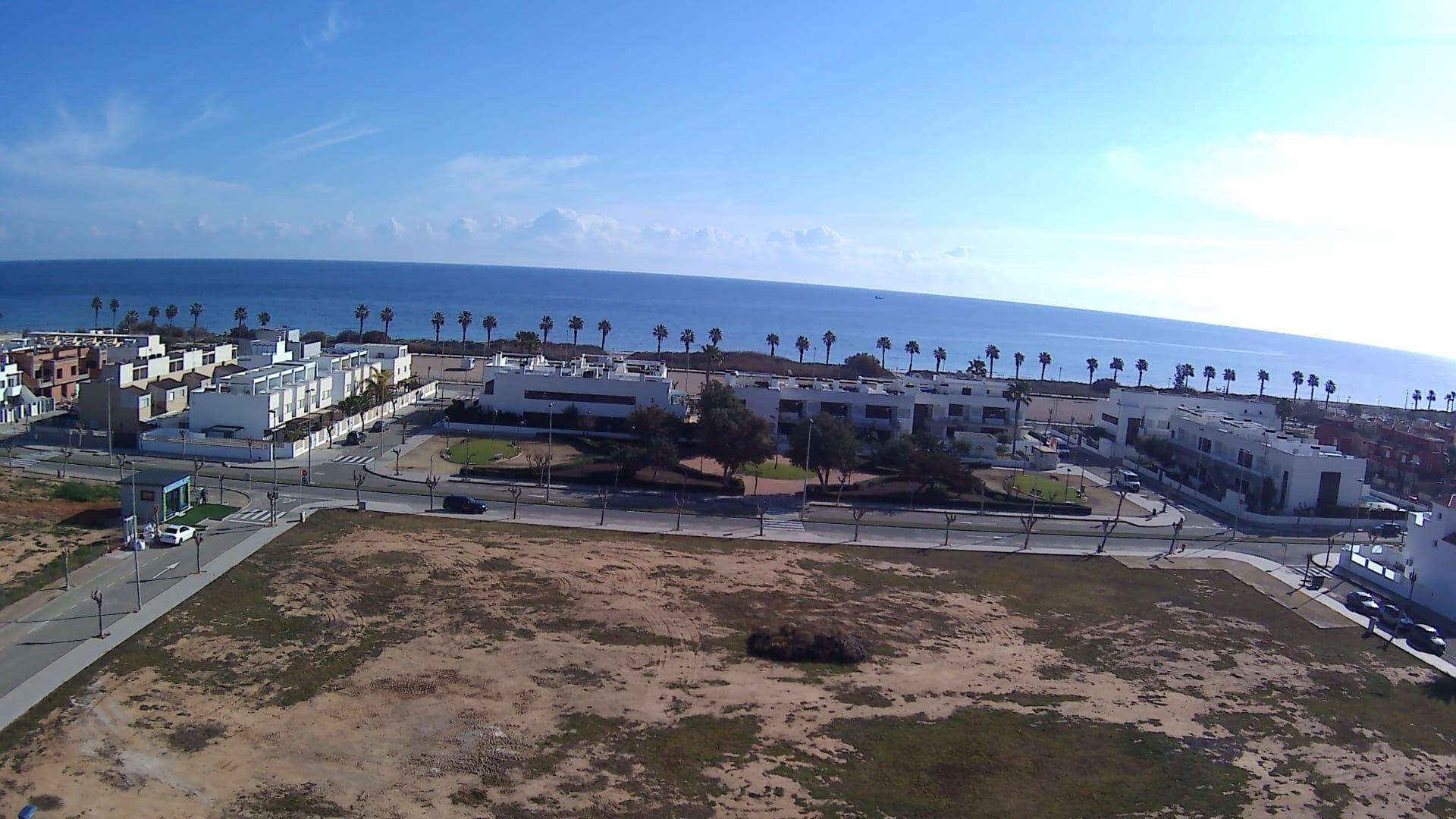 Panoramic sea view from spacious new build 3 bedroom apartment in Torre de la Horadada, 150m from the beach, with bright open terrace.