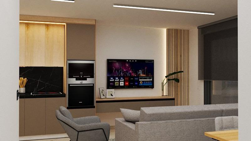 Modern open-plan living area with sleek kitchen and stylish lounge in exclusive Torre de la Horadada 3-bedroom penthouse