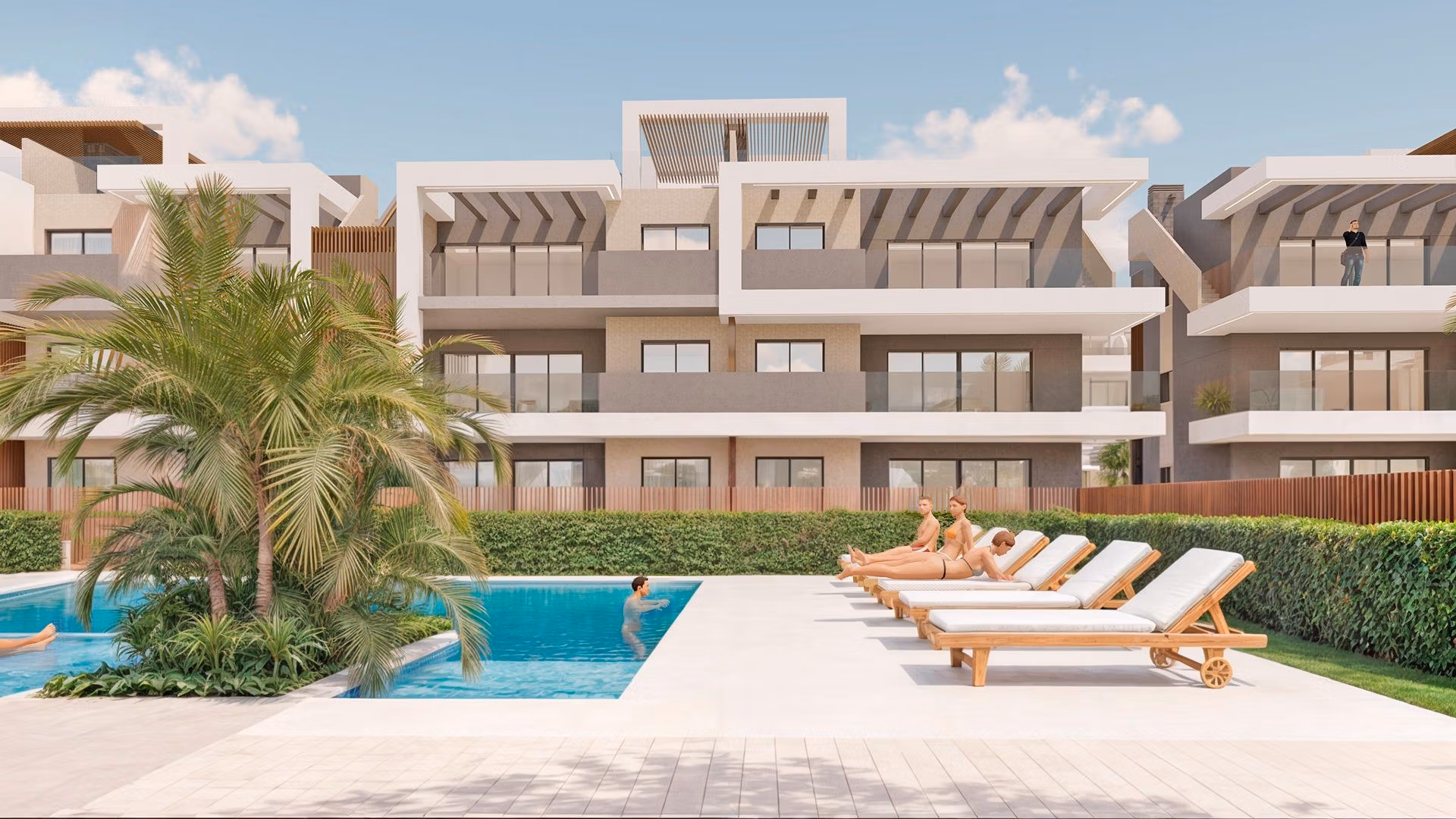Modern spacious 3-bedroom apartment in Torre de la Horadada with a sun-drenched pool terrace just 150m from the beach.