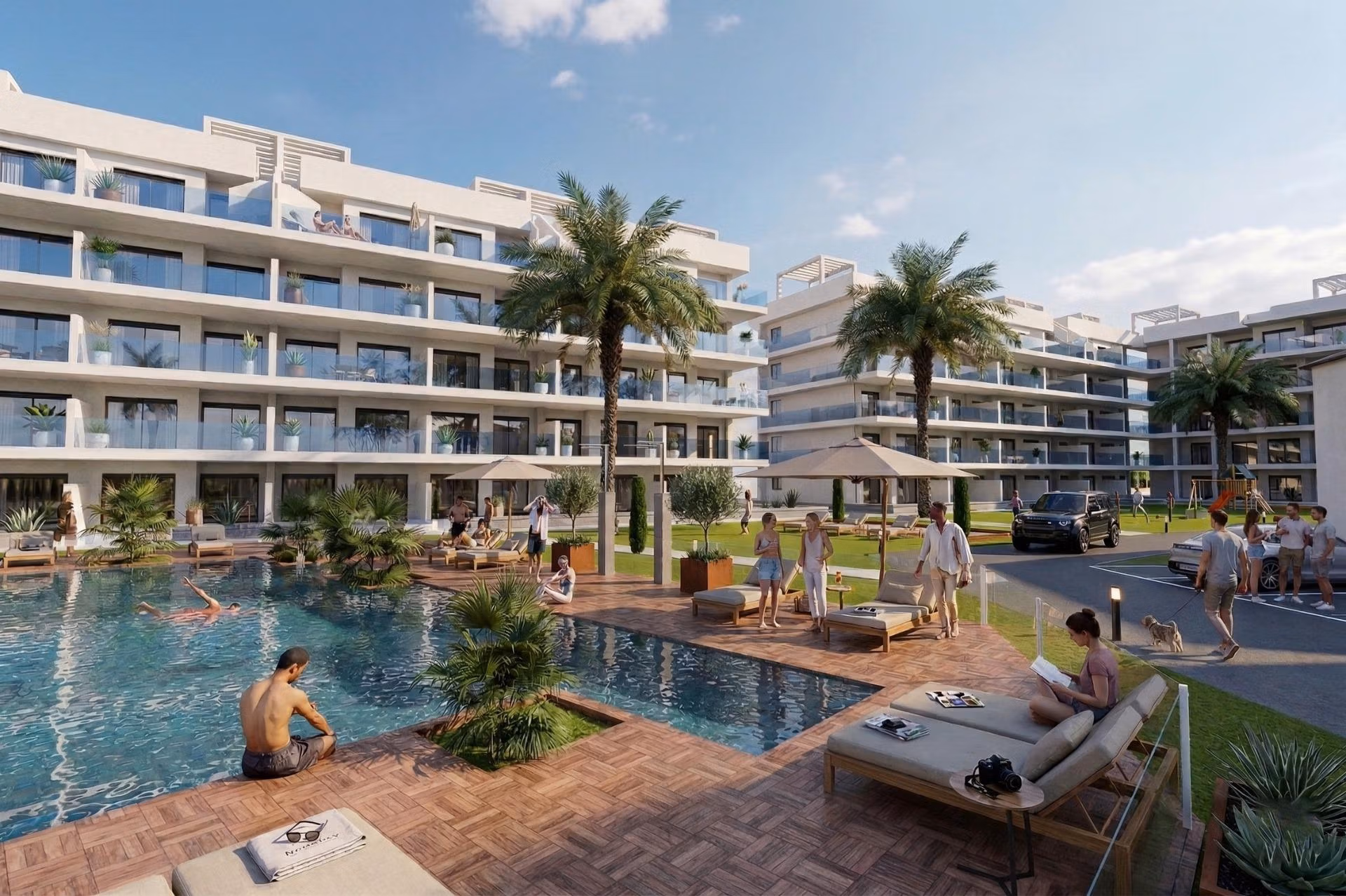 Modern-Furnished-Apartments-in-El-Raso-Guardamar-Contemporary-Living-Near-the-Beach-and-Golf-1 Modern luxury ground floor apartment in El Raso, Guardamar with spacious sun-drenched poolside terrace and landscaped gardens.