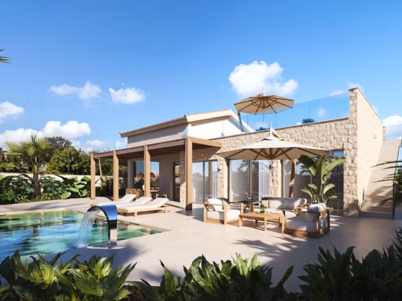Sonnige mediterrane Villa mit 3 Schlafzimmern in Cabo de Palos, luxuriösem Pool, großzügiger Terrasse und üppigem Garten...