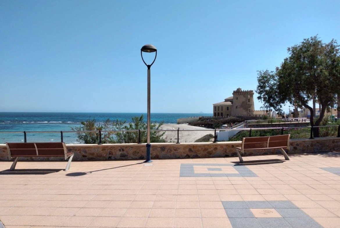 Sun-drenched terrace with panoramic sea views near modern 3-bedroom semi-detached villa in Pilar de la Horadada
