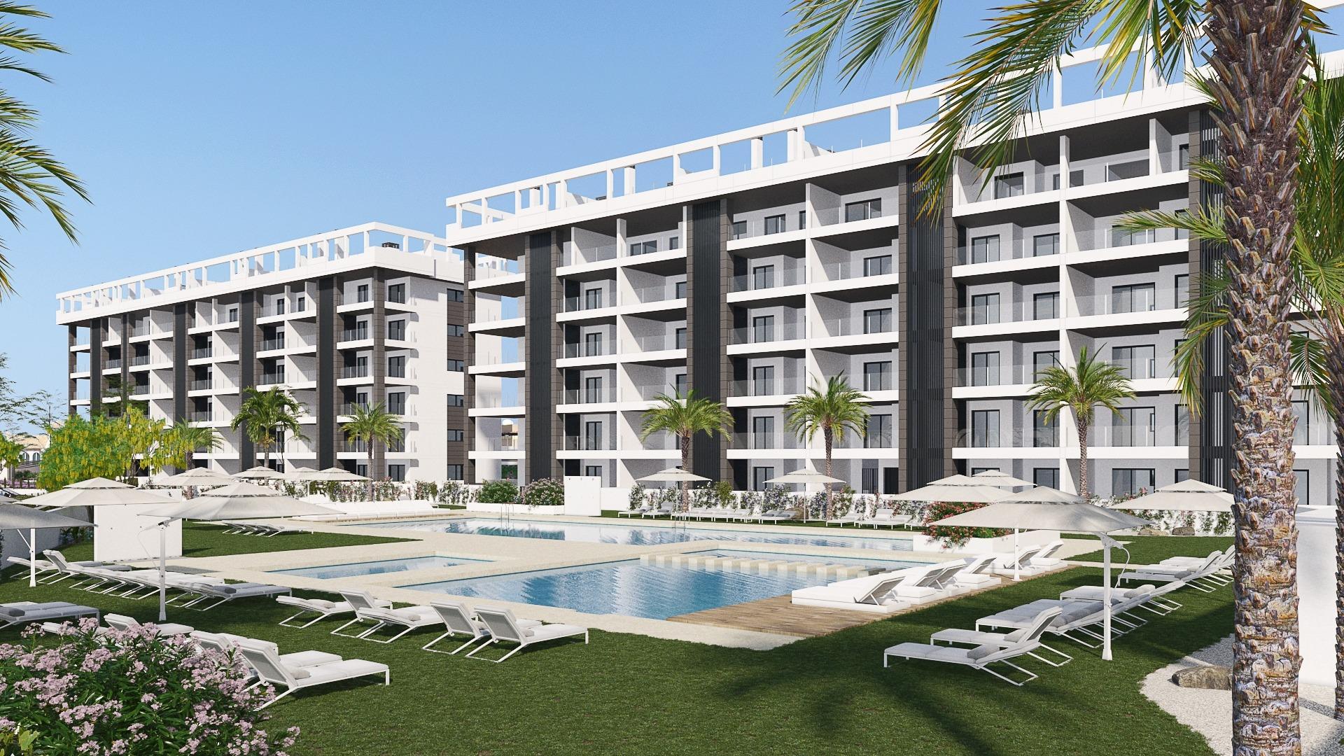 Modern New Build 2 Bedroom Ground Floor Apartment with Private Garden for Sale in Torrevieja – 700m from La Mata Beach