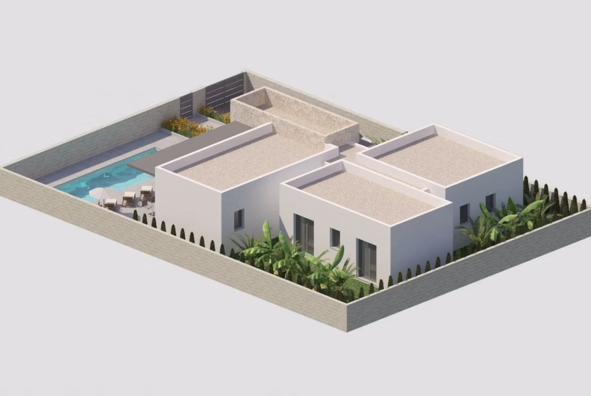 NEW-BUILD-MODERN-VILLAS-IN-BENIJOFAR-4 Modern new build single-storey 3-bedroom villa with private pool and landscaped large plot in Benijófar, Alicante