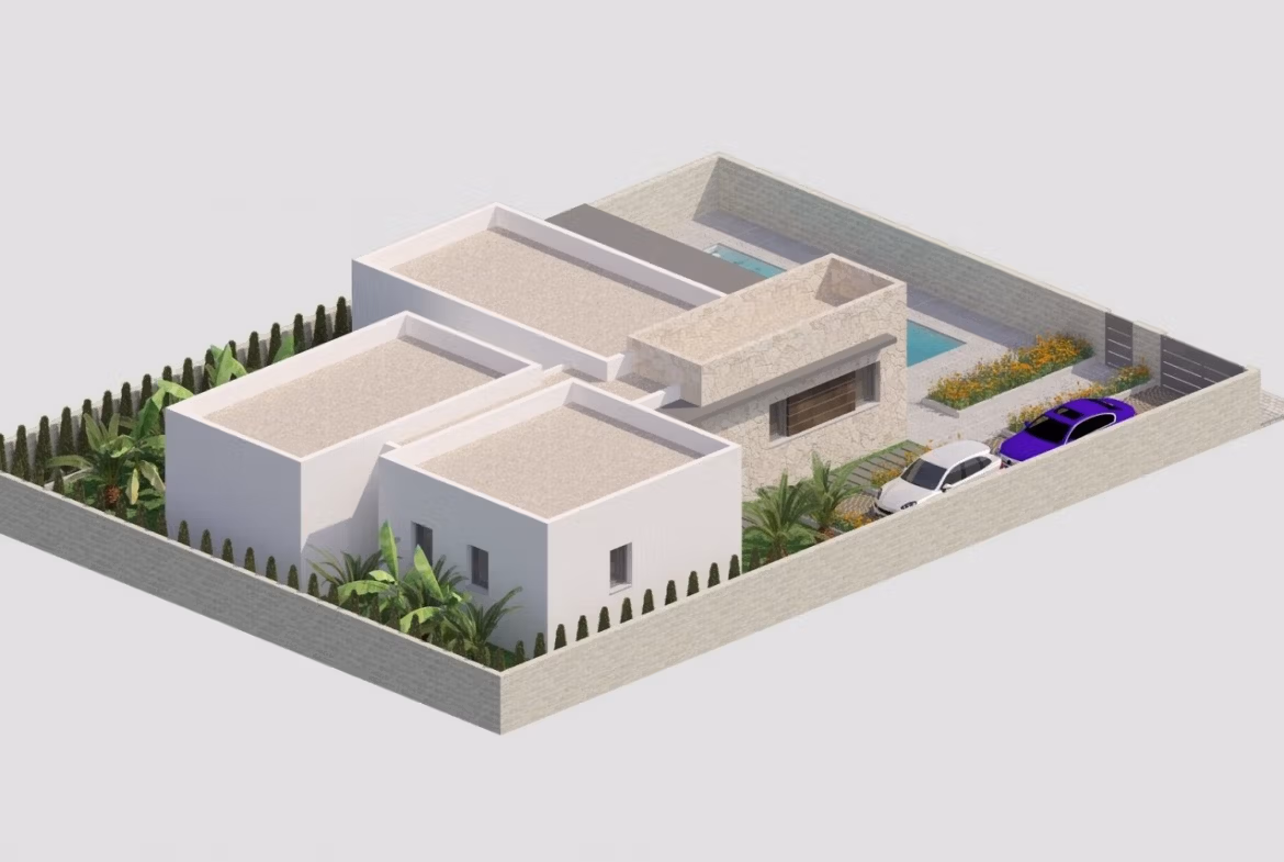 NEW-BUILD-MODERN-VILLAS-IN-BENIJOFAR-5 Modern single-storey 3-bedroom villa with private pool and landscaped large plot in Benijófar, Alicante.