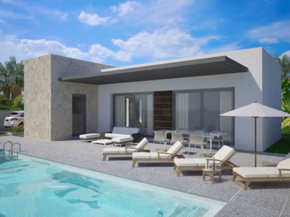 Villa de una planta de 3 dormitorios en Benijófar con piscina privada, gran terraza y zona exterior elegante.
