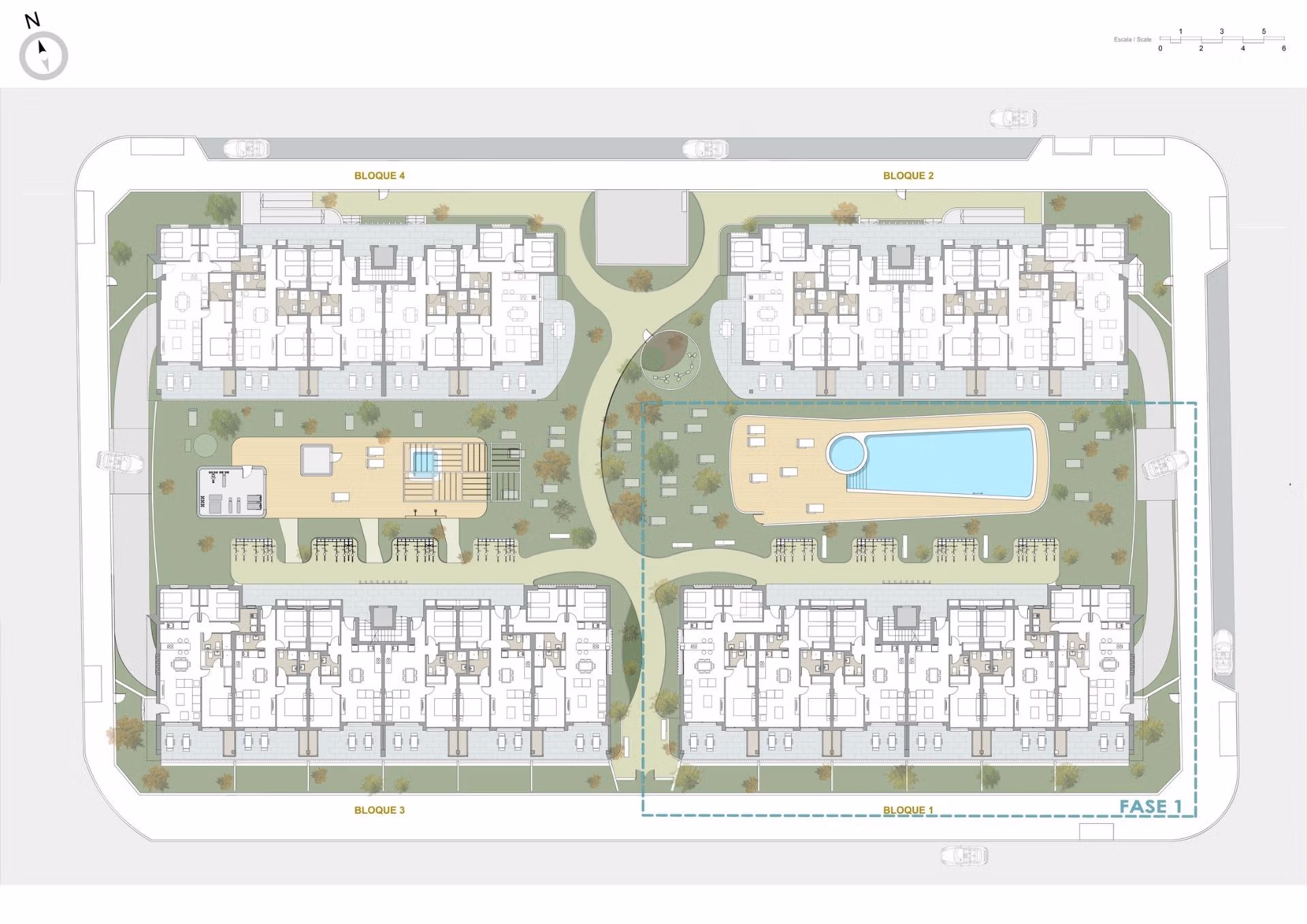 NEW-BUILD-RESIDENTIAL-COMPLEX-IN-PILAR-DE-LA-HORADADA-10 Detailed floor plan of spacious 3 bedroom key ready apartments with landscaped grounds and communal pools in Pilar de la Horadada