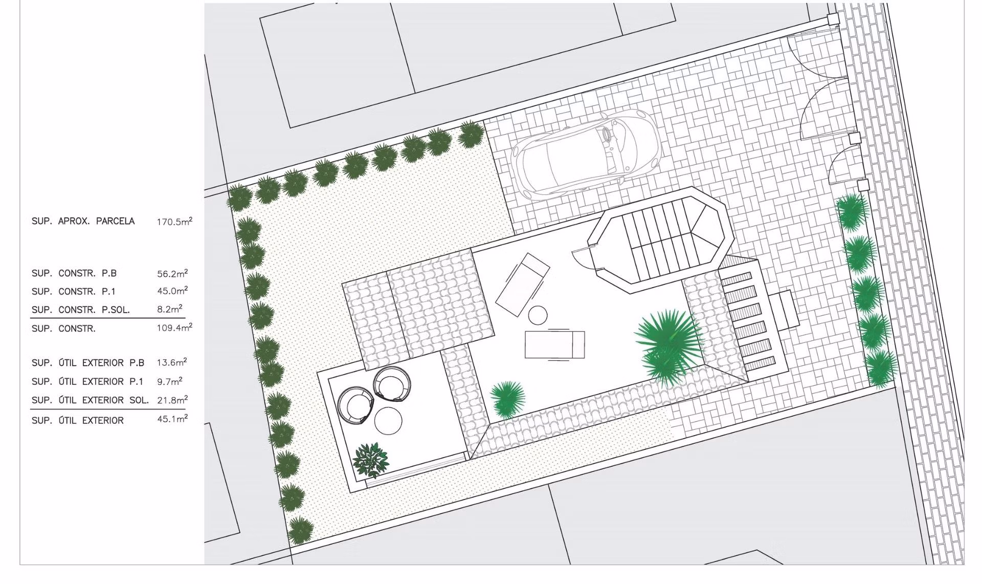 NEW-BUILD-RESIDENTIAL-IN-SAN-FULGENCIO-42 Spacious floor plan of a 3 bedroom villa with landscaped garden, private solarium, and garage in El Oasis, San Fulgencio.