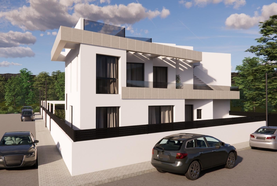 Modern, sleek 3-bedroom townhouse with spacious terraces and private parking in Rojales surrounded by greenery.