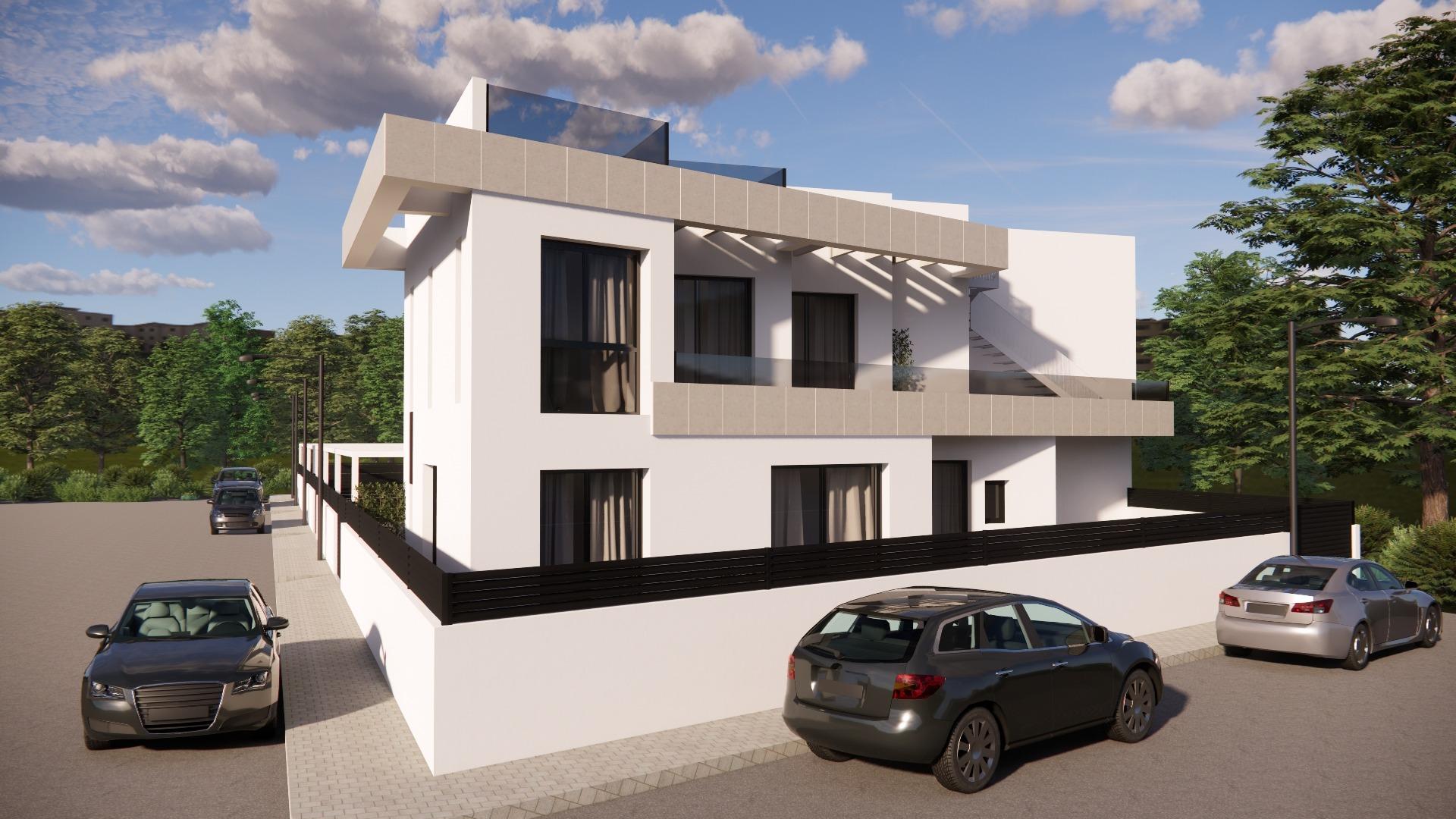 Modern, sleek 3-bedroom townhouse with spacious terraces and private parking in Rojales surrounded by greenery.