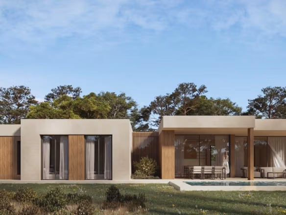 Elegant single-storey 4-bedroom villa in Calpe with modern architecture, floor-to-ceiling windows, and a serene private pool.