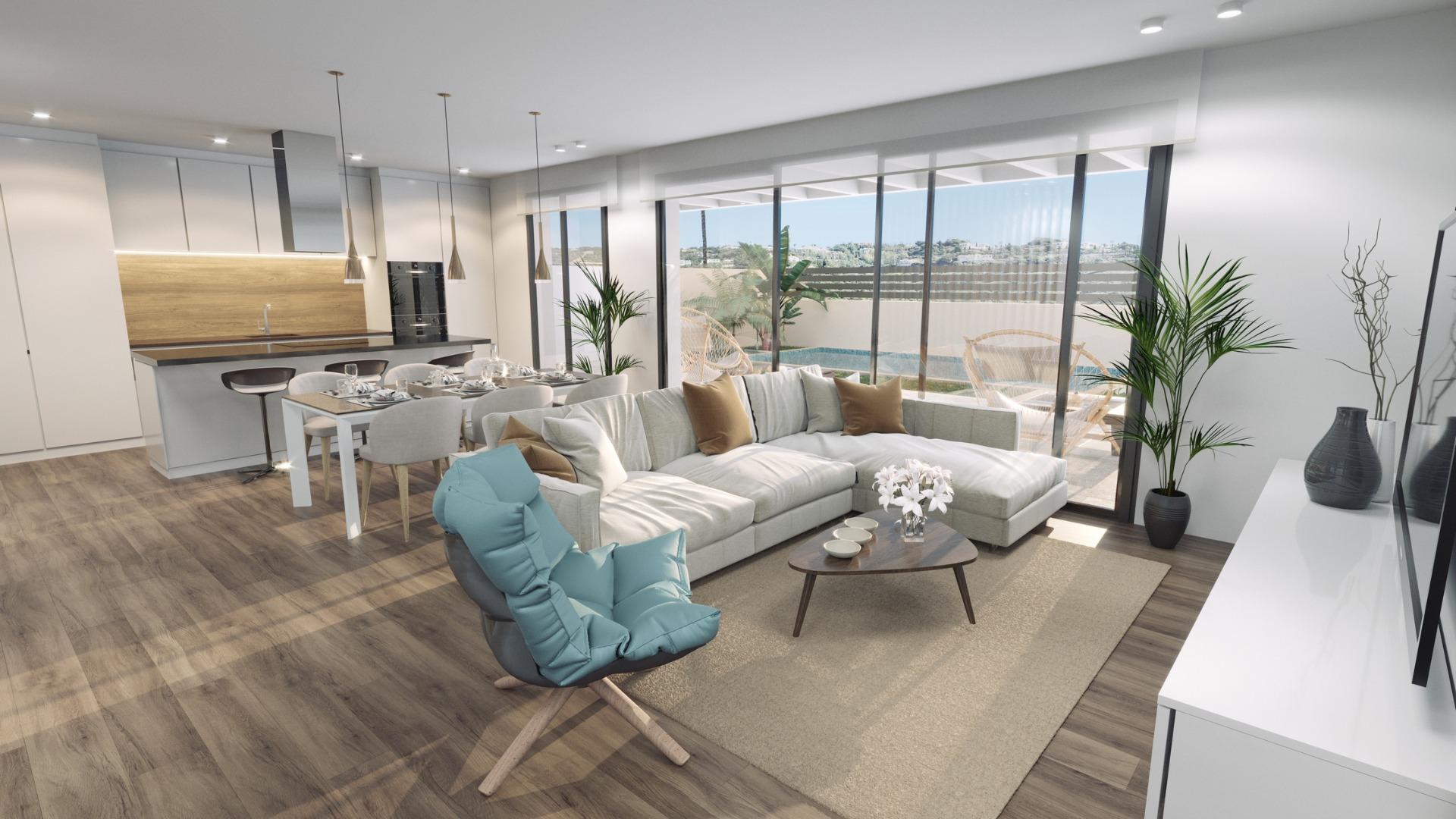 New Build 3 Bedroom Single-Storey Villa with Closed Garage and Sea Views for Sale in Finestrat