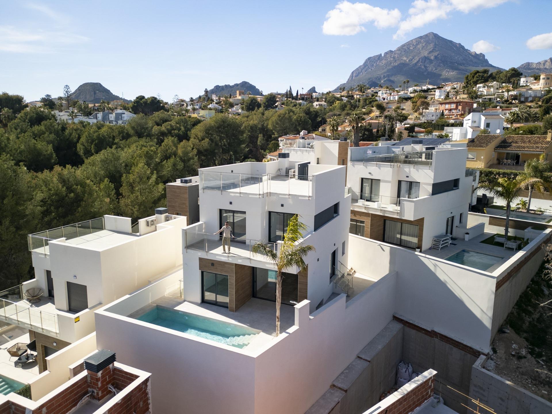 Stunning modern 3-bedroom villa with private pool and panoramic mountain views in exclusive La Nucia, Costa Blanca.