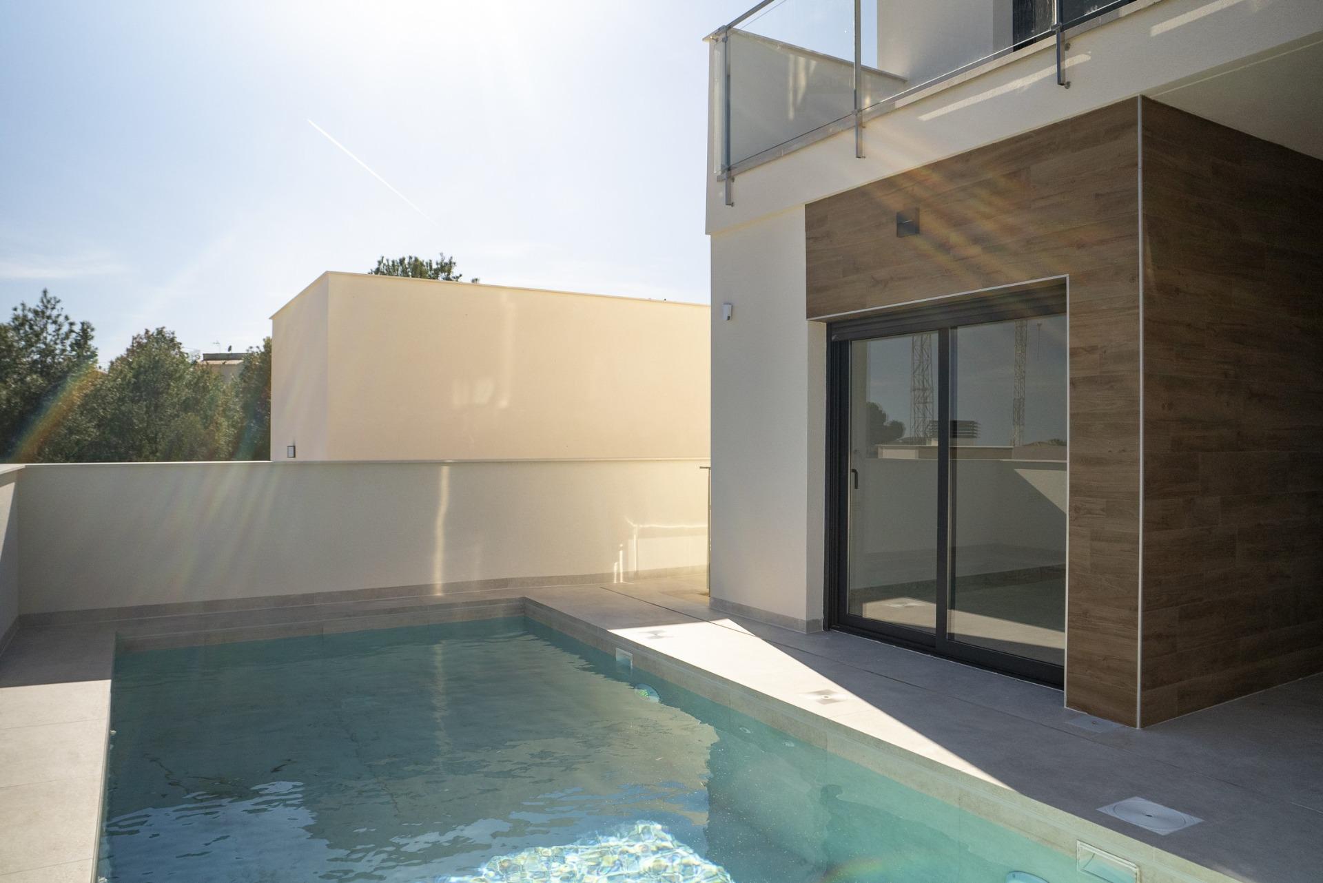 Sun-drenched modern new build 3 bedroom villa with private pool and sleek terrace in La Nucia, Costa Blanca.