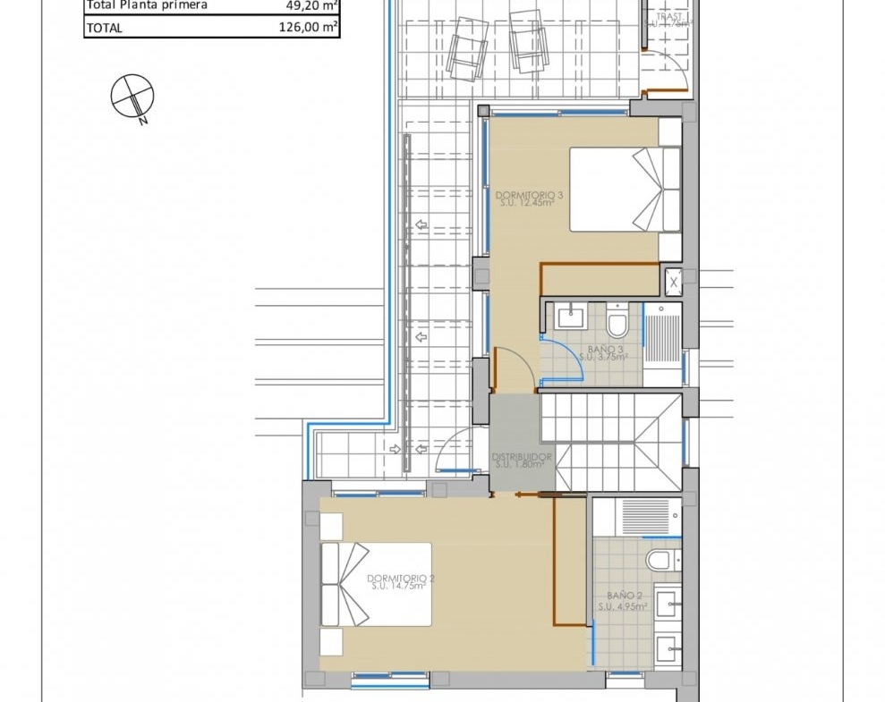 NEW-BUILD-VILLAS-IN-PILAR-DE-LA-HORADADA-ON-THE-GOLF-COURSE-10 Modern bright first-floor layout of spacious two-bedroom new build villa in Pilar de la Horadada golf course development