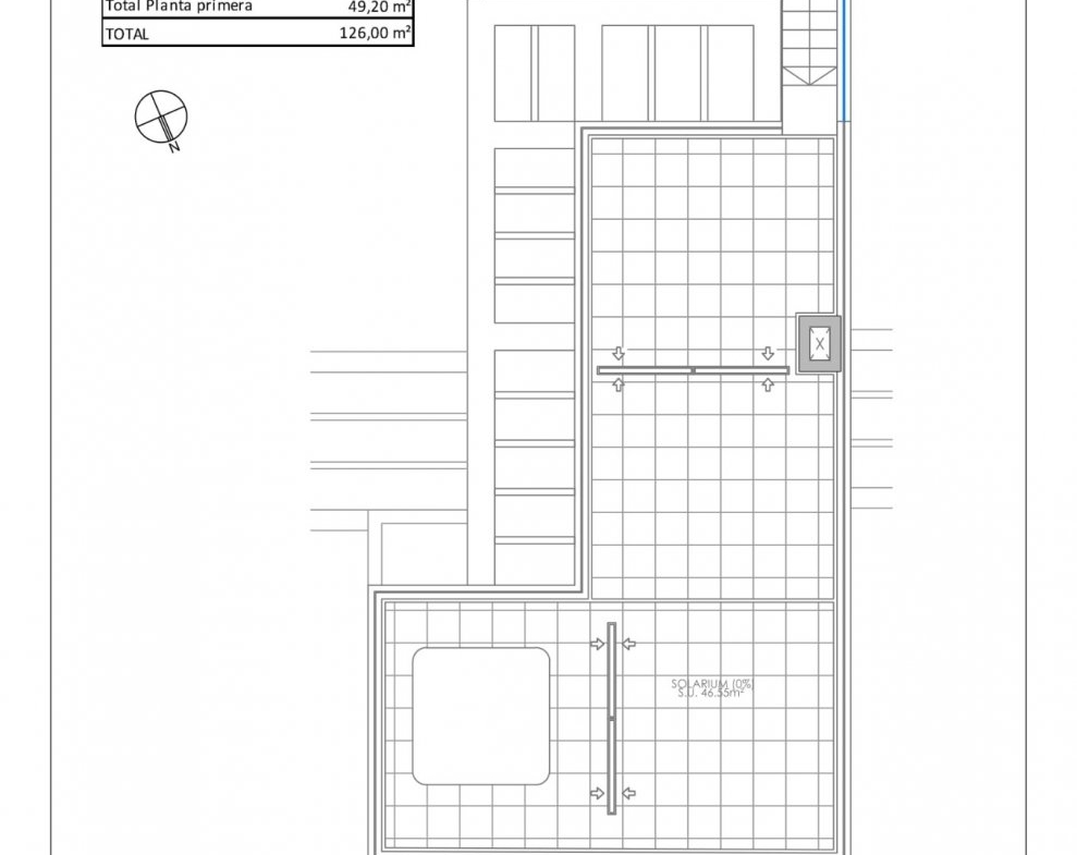 NEW-BUILD-VILLAS-IN-PILAR-DE-LA-HORADADA-ON-THE-GOLF-COURSE-11 Modern architectural floor plan of spacious two-story villa with large terrace in Pilar de la Horadada golf course development