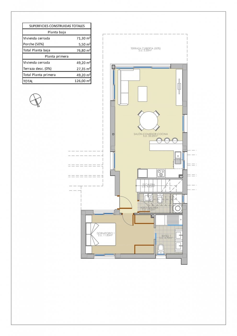 NEW-BUILD-VILLAS-IN-PILAR-DE-LA-HORADADA-ON-THE-GOLF-COURSE-9 Bright open-plan living and kitchen area with terrace in modern new build villa in Pilar de la Horadada golf course