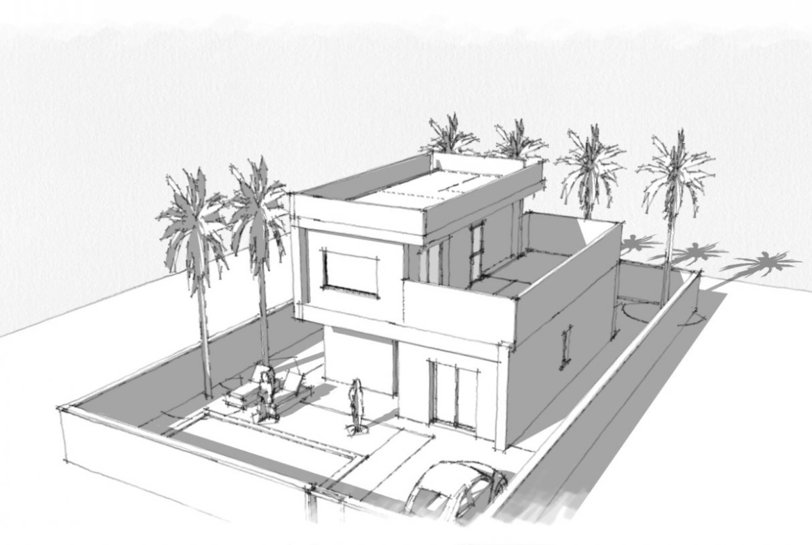 Elegant modern 3-bedroom villa with spacious terrace, private pool, and landscaped plot in sunny Rojales, Costa Blanca.