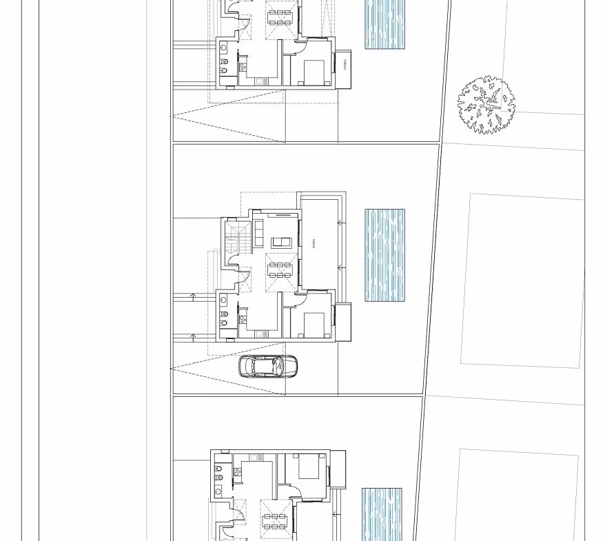 NEW-BUILD-VILLAS-IN-TORREVIEJA-11 Architectural floor plans of a modern new build 3-bedroom villa with private pool in sunlit Aguas Nuevas, Torrevieja.