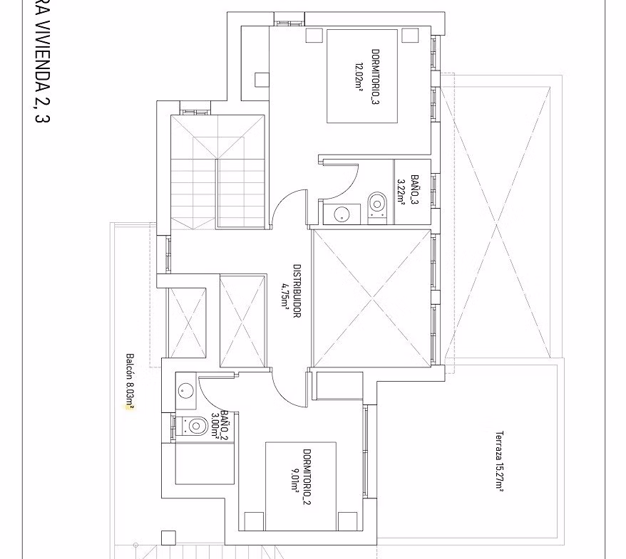 NEW-BUILD-VILLAS-IN-TORREVIEJA-8 Detailed architectural floor plan of modern 3-bedroom villa with spacious solarium in Aguas Nuevas, Torrevieja.