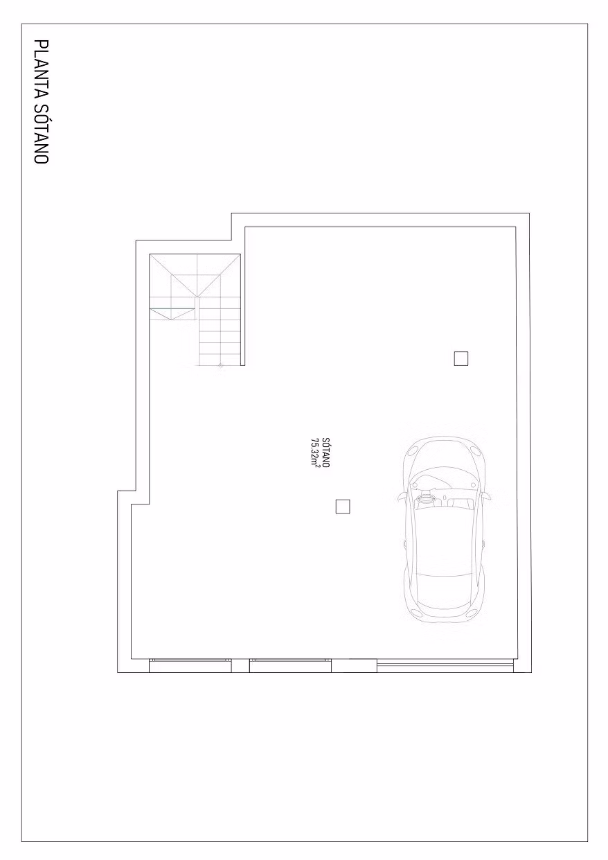 NEW-BUILD-VILLAS-IN-TORREVIEJA-9 Minimalist floor plan showcasing the spacious underground garage in the modern 3-bedroom villa in Aguas Nuevas, Torrevieja.