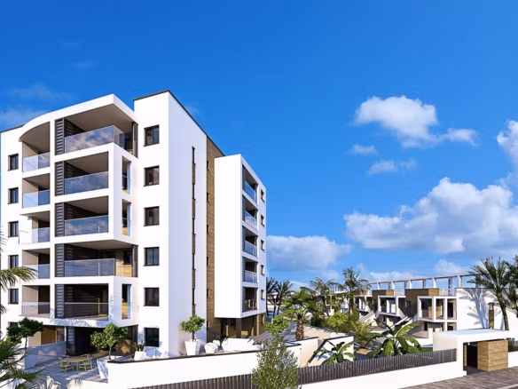 Bright modern 2-bedroom penthouse with spacious balconies and sleek design, set in lush surroundings near Mil Palmeras beach.