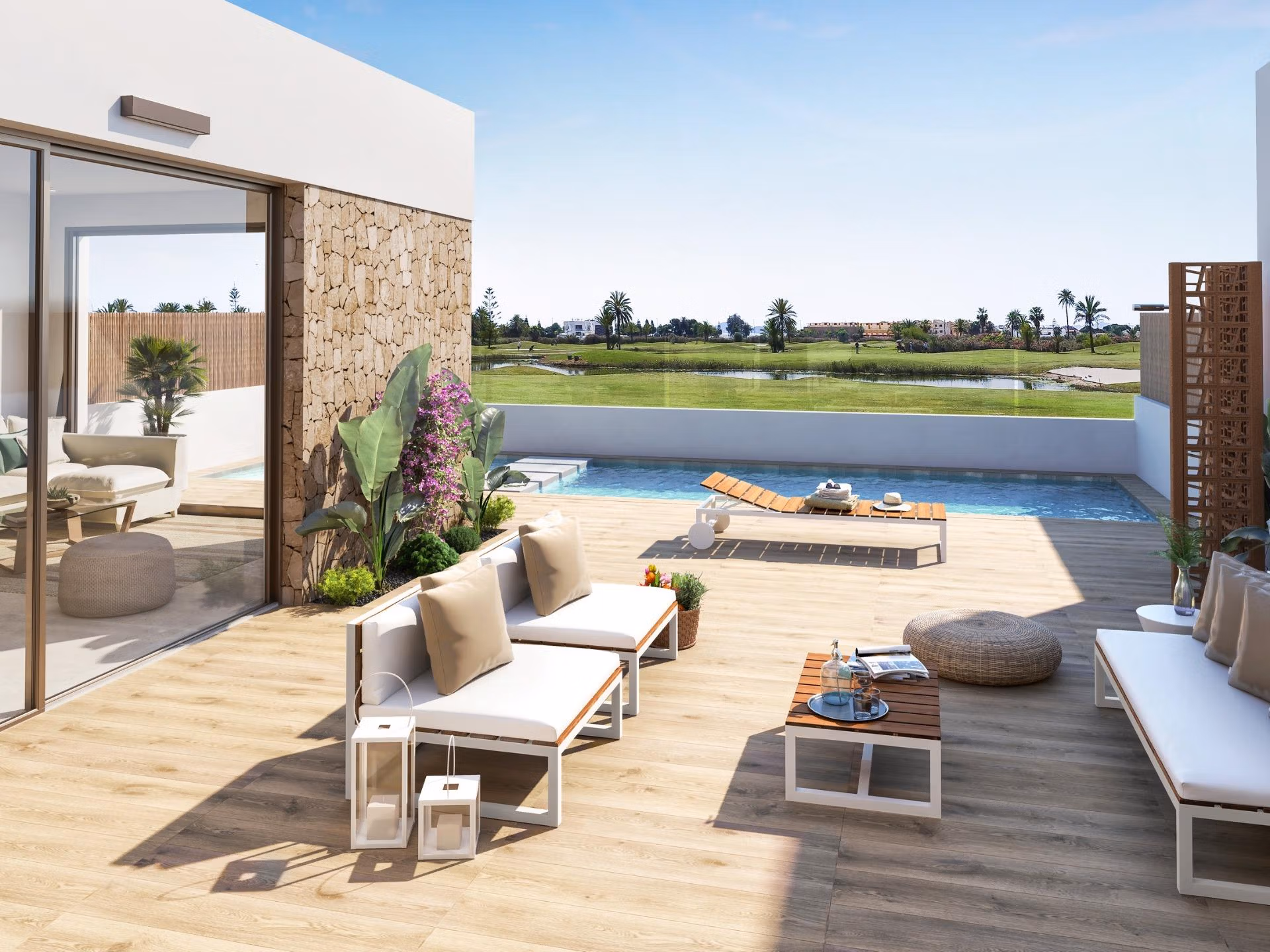 New-Build-Apartments-and-Villas-Frontline-Golf-in-Los-Alcazares-Costa-Calida-4 Exclusive New Build Single-Level 3 Bedroom Villa with Private Pool for Sale Frontline to Serena Golf in Los Alcazares